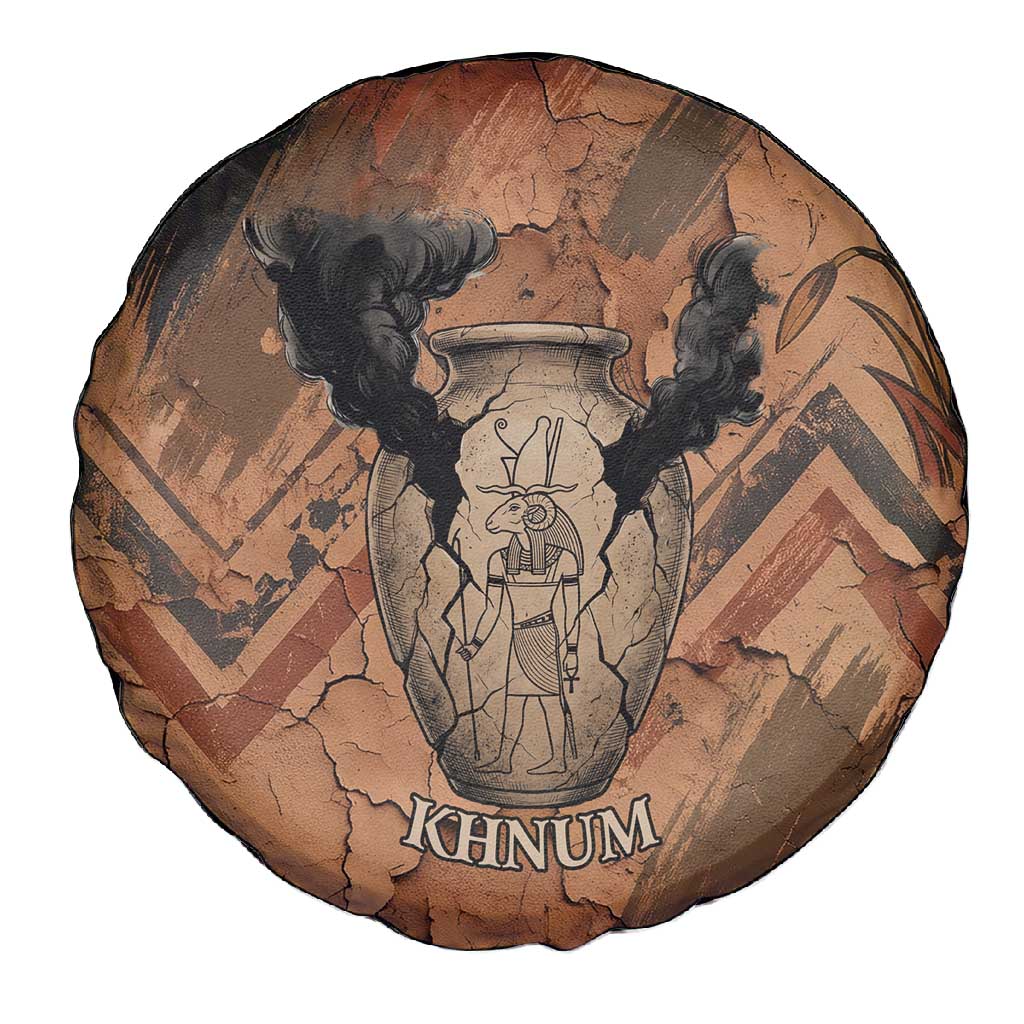 Khnum Spare Tire Cover Ancient Egyptian Earthy Cracked Papyrus - Divine Potter - African Pride