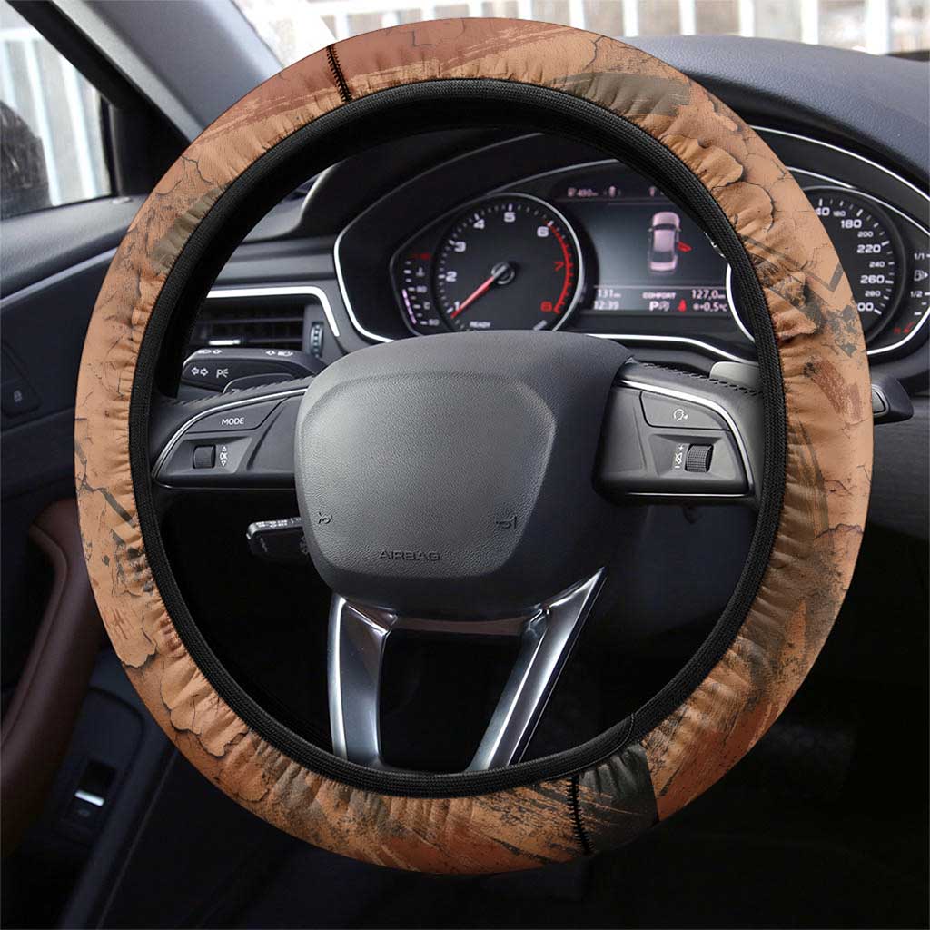 Khnum Steering Wheel Cover Ancient Egyptian Earthy Cracked Papyrus - Divine Potter - African Pride