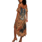 Khnum Summer Maxi Dress Ancient Egyptian Earthy Cracked Papyrus - Divine Potter - African Pride
