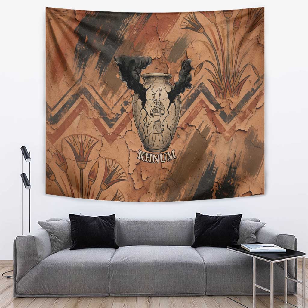 Khnum Tapestry Ancient Egyptian Earthy Cracked Papyrus - Divine Potter - African Pride