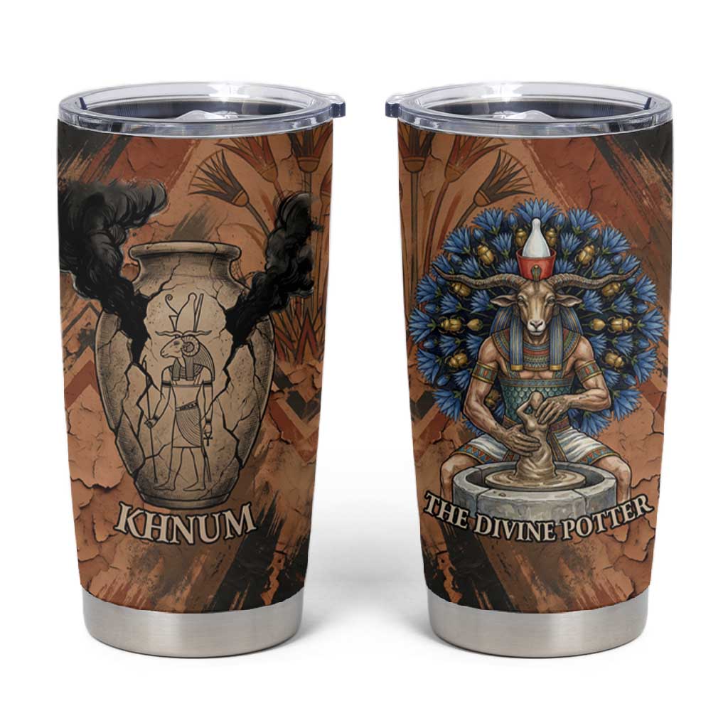 Khnum Tumbler Cup Ancient Egyptian Earthy Cracked Papyrus - Divine Potter - African Pride