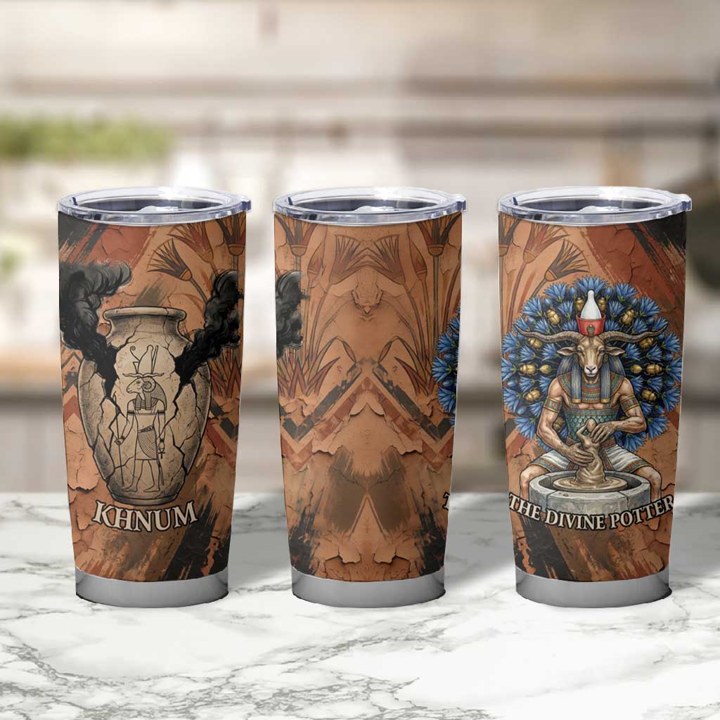 Khnum Tumbler Cup Ancient Egyptian Earthy Cracked Papyrus - Divine Potter - African Pride