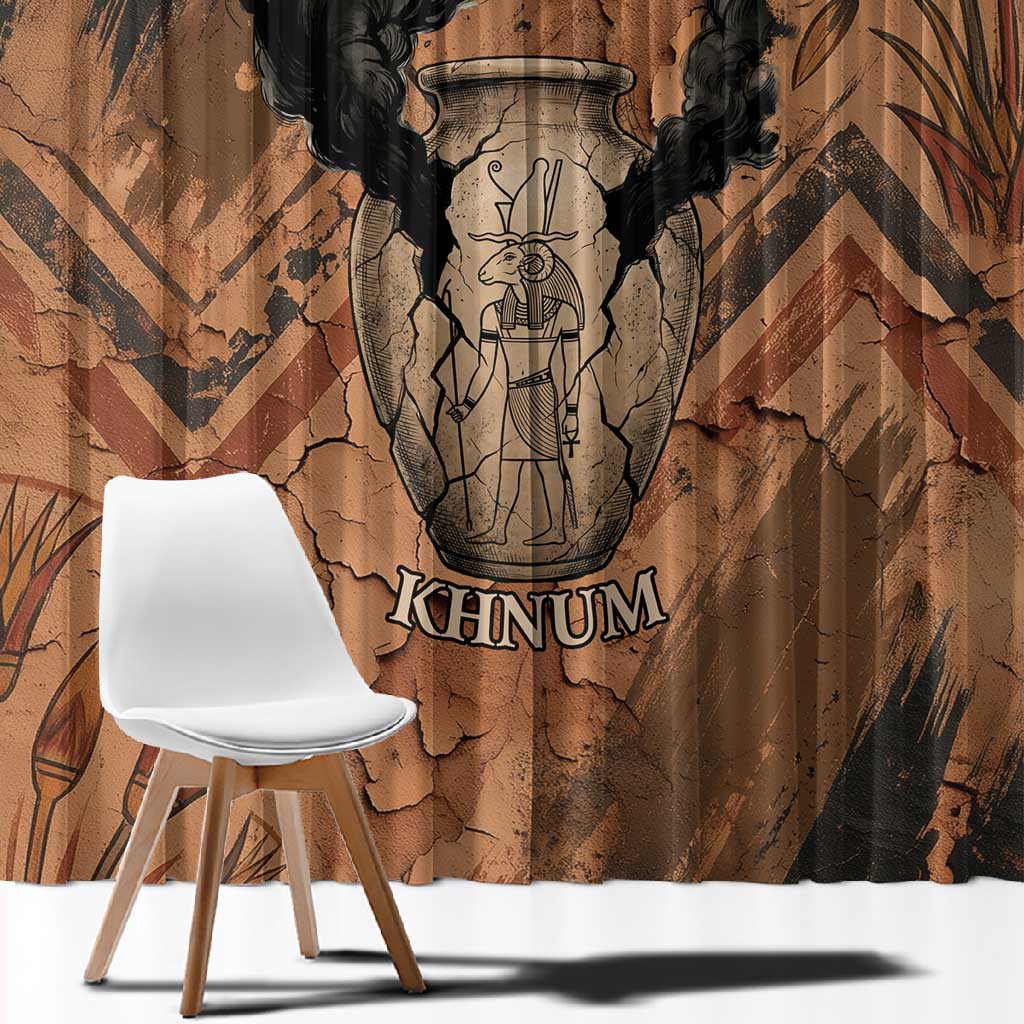 Khnum Window Curtain Ancient Egyptian Earthy Cracked Papyrus - Divine Potter - African Pride