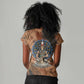 Khnum Women V-Neck T-Shirt Ancient Egyptian Earthy Cracked Papyrus - Divine Potter - African Pride