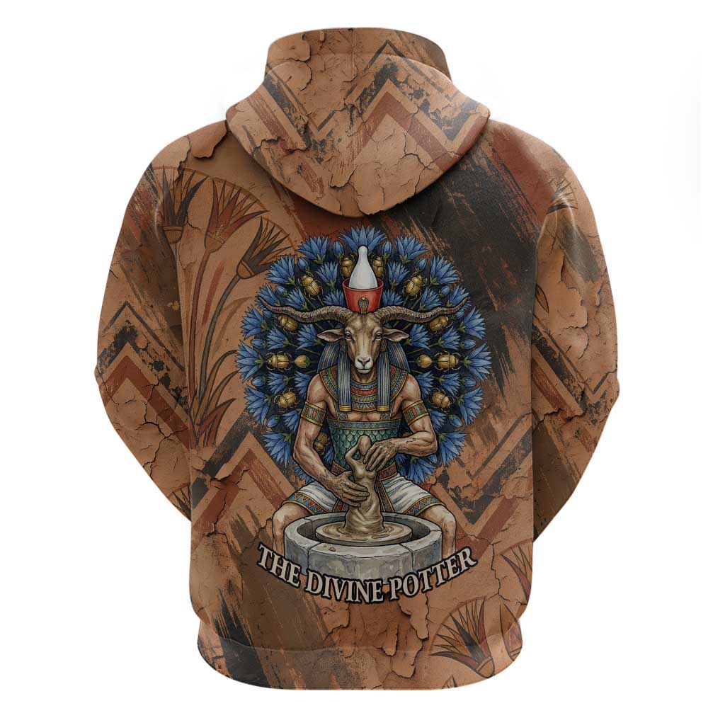 Khnum Zip Hoodie Ancient Egyptian Earthy Cracked Papyrus - Divine Potter - African Pride