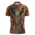 Khnum Zipper Polo Shirt Ancient Egyptian Earthy Cracked Papyrus - Divine Potter - African Pride