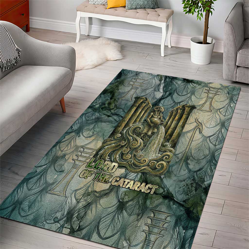 Khnum Ancient Egyptian Area Rug with Smoky Leaf, Ram Head Emblem, and Guardian of the Cataract - African Pride