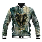 Khnum Ancient Egyptian Baseball Jacket with Smoky Leaf, Ram Head Emblem, and Guardian of the Cataract - African Pride