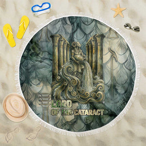 Khnum Ancient Egyptian Beach Blanket with Smoky Leaf, Ram Head Emblem, and Guardian of the Cataract - African Pride