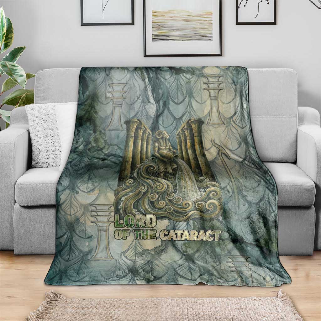 Khnum Ancient Egyptian Blanket with Smoky Leaf, Ram Head Emblem, and Guardian of the Cataract - African Pride