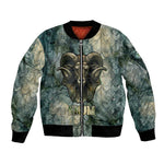 Khnum Ancient Egyptian Bomber Jacket with Smoky Leaf, Ram Head Emblem, and Guardian of the Cataract - African Pride