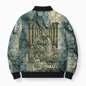 Khnum Ancient Egyptian Bomber Puffer Jacket with Smoky Leaf, Ram Head Emblem, and Guardian of the Cataract - African Pride