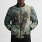 Khnum Ancient Egyptian Bomber Puffer Jacket with Smoky Leaf, Ram Head Emblem, and Guardian of the Cataract - African Pride