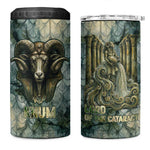 Khnum Ancient Egyptian 4 in 1 Can Cooler Tumbler with Smoky Leaf, Ram Head Emblem, and Guardian of the Cataract - African Pride