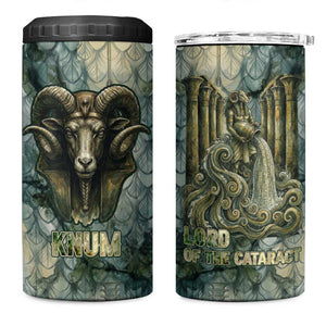Khnum Ancient Egyptian 4 in 1 Can Cooler Tumbler with Smoky Leaf, Ram Head Emblem, and Guardian of the Cataract - African Pride