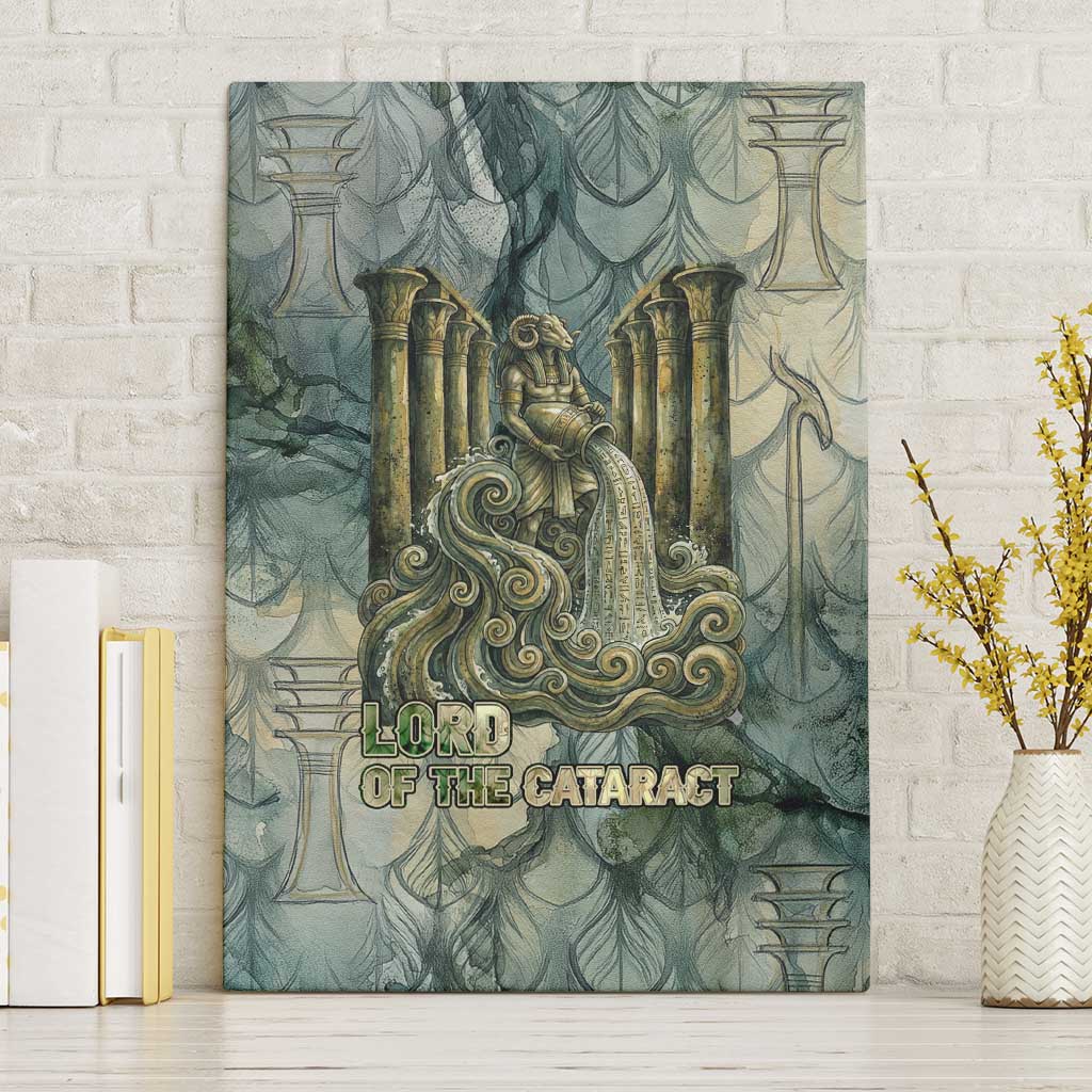 Khnum Ancient Egyptian Canvas Wall Art with Smoky Leaf, Ram Head Emblem, and Guardian of the Cataract - African Pride