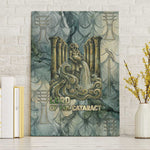 Khnum Ancient Egyptian Canvas Wall Art with Smoky Leaf, Ram Head Emblem, and Guardian of the Cataract - African Pride