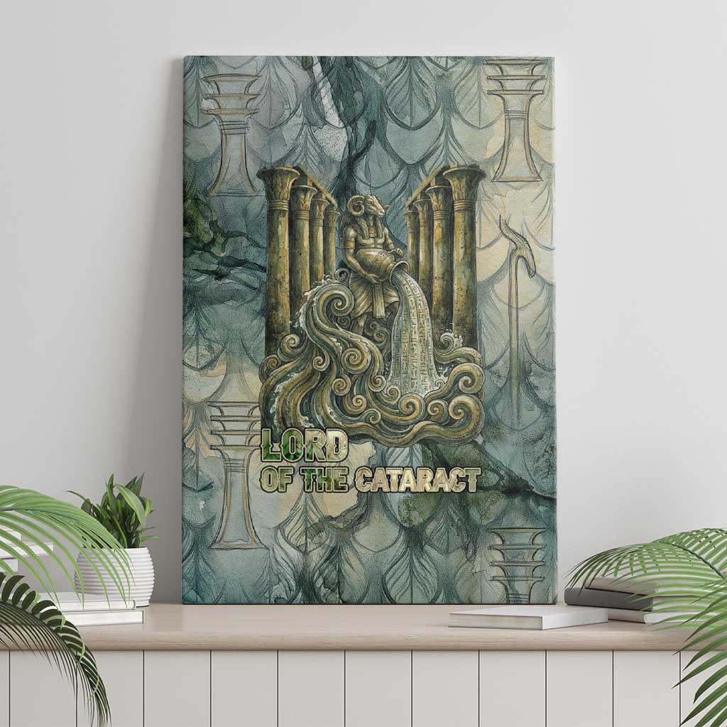 Khnum Ancient Egyptian Canvas Wall Art with Smoky Leaf, Ram Head Emblem, and Guardian of the Cataract - African Pride