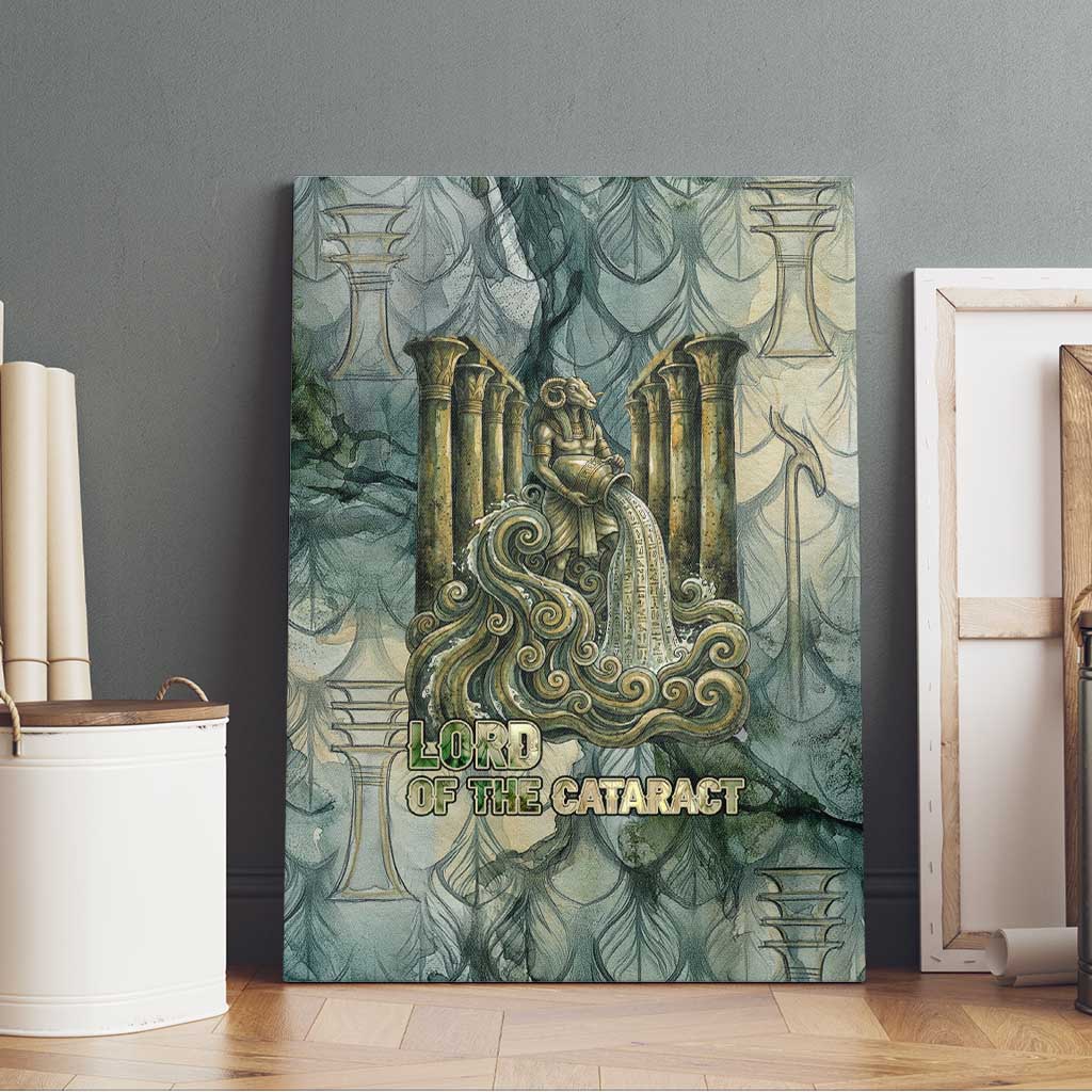 Khnum Ancient Egyptian Canvas Wall Art with Smoky Leaf, Ram Head Emblem, and Guardian of the Cataract - African Pride