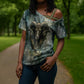 Khnum Ancient Egyptian Cross Shoulder Shirt with Smoky Leaf, Ram Head Emblem, and Guardian of the Cataract - African Pride