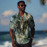 Khnum Ancient Egyptian Hawaiian Shirt with Smoky Leaf, Ram Head Emblem, and Guardian of the Cataract - African Pride