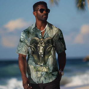 Khnum Ancient Egyptian Hawaiian Shirt with Smoky Leaf, Ram Head Emblem, and Guardian of the Cataract - African Pride