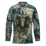 Khnum Ancient Egyptian Hockey Jersey with Smoky Leaf, Ram Head Emblem, and Guardian of the Cataract - African Pride