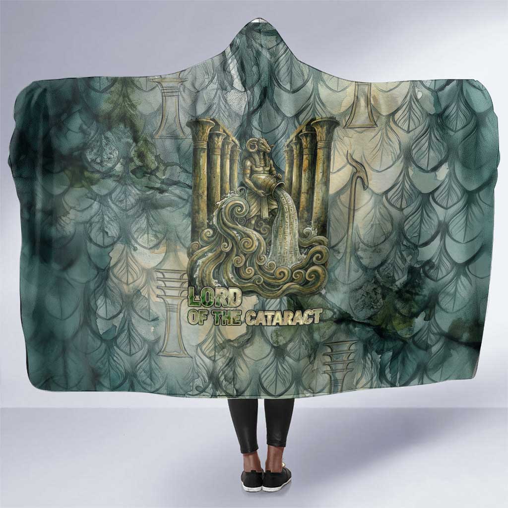 Khnum Ancient Egyptian Hooded Blanket with Smoky Leaf, Ram Head Emblem, and Guardian of the Cataract - African Pride