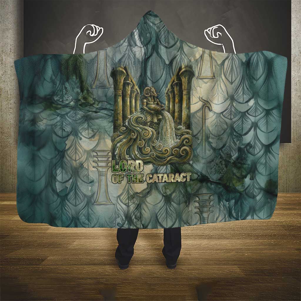 Khnum Ancient Egyptian Hooded Blanket with Smoky Leaf, Ram Head Emblem, and Guardian of the Cataract - African Pride