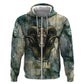 Khnum Ancient Egyptian Hoodie with Smoky Leaf, Ram Head Emblem, and Guardian of the Cataract - African Pride
