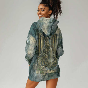 Khnum Ancient Egyptian Hoodie Dress with Smoky Leaf, Ram Head Emblem, and Guardian of the Cataract - African Pride