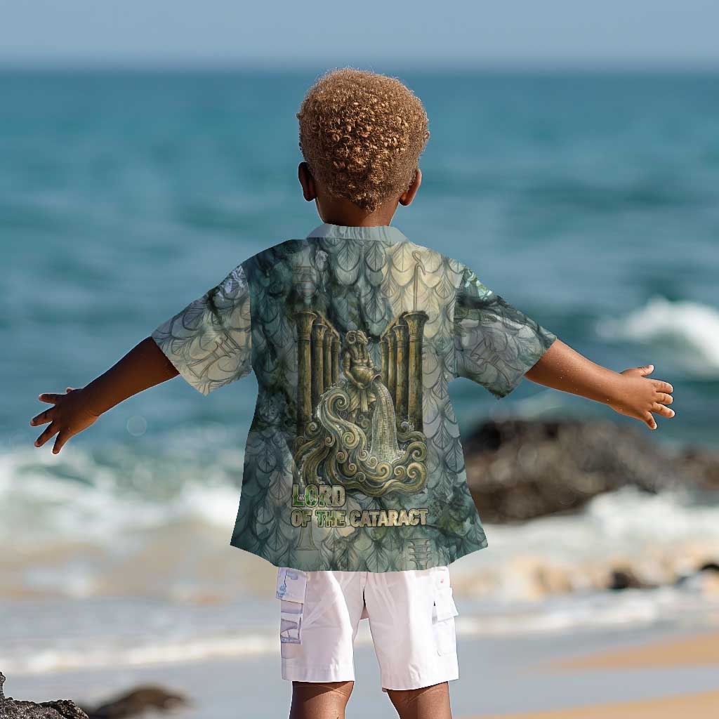 Khnum Ancient Egyptian Kid Hawaiian Shirt with Smoky Leaf, Ram Head Emblem, and Guardian of the Cataract - African Pride