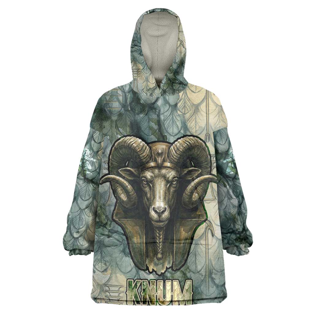 Khnum Ancient Egyptian Kid Wearable Blanket Hoodie with Smoky Leaf, Ram Head Emblem, and Guardian of the Cataract - African Pride