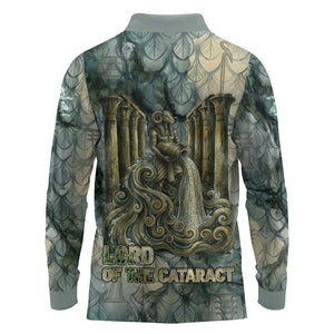 Khnum Ancient Egyptian Long Sleeve Polo Shirt with Smoky Leaf, Ram Head Emblem, and Guardian of the Cataract - African Pride