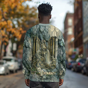 Khnum Ancient Egyptian Long Sleeve Shirt with Smoky Leaf, Ram Head Emblem, and Guardian of the Cataract - African Pride