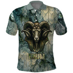 Khnum Ancient Egyptian Polo Shirt with Smoky Leaf, Ram Head Emblem, and Guardian of the Cataract - African Pride
