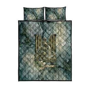 Khnum Ancient Egyptian Quilt Bed Set with Smoky Leaf, Ram Head Emblem, and Guardian of the Cataract - African Pride