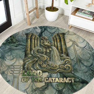 Khnum Ancient Egyptian Round Carpet with Smoky Leaf, Ram Head Emblem, and Guardian of the Cataract - African Pride