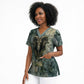 Khnum Ancient Egyptian Scrub Top with Smoky Leaf, Ram Head Emblem, and Guardian of the Cataract - African Pride