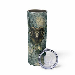 Khnum Ancient Egyptian Skinny Tumbler with Smoky Leaf, Ram Head Emblem, and Guardian of the Cataract - African Pride