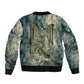Khnum Ancient Egyptian Sleeve Zip Bomber Jacket with Smoky Leaf, Ram Head Emblem, and Guardian of the Cataract - African Pride