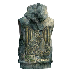 Khnum Ancient Egyptian Sleeveless Hoodie with Smoky Leaf, Ram Head Emblem, and Guardian of the Cataract - African Pride