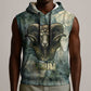 Khnum Ancient Egyptian Sleeveless Hoodie with Smoky Leaf, Ram Head Emblem, and Guardian of the Cataract - African Pride