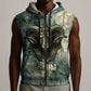 Khnum Ancient Egyptian Sleeveless Zip Hoodie with Smoky Leaf, Ram Head Emblem, and Guardian of the Cataract - African Pride
