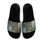 Khnum Ancient Egyptian Slide Sandals with Smoky Leaf, Ram Head Emblem, and Guardian of the Cataract - African Pride