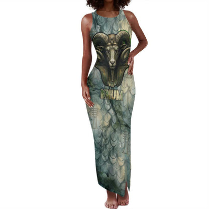 Khnum Ancient Egyptian Tank Maxi Dress with Smoky Leaf, Ram Head Emblem, and Guardian of the Cataract - African Pride