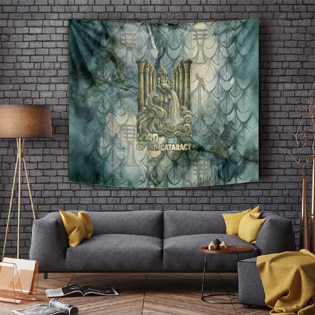 Khnum Ancient Egyptian Tapestry with Smoky Leaf, Ram Head Emblem, and Guardian of the Cataract - African Pride