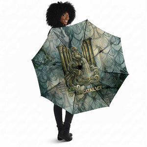 Khnum Ancient Egyptian Umbrella with Smoky Leaf, Ram Head Emblem, and Guardian of the Cataract - African Pride
