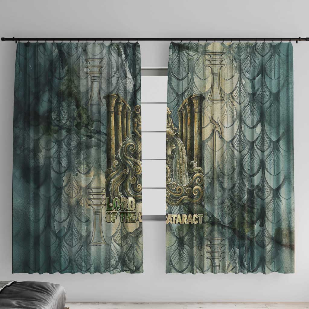 Khnum Ancient Egyptian Window Curtain with Smoky Leaf, Ram Head Emblem, and Guardian of the Cataract - African Pride