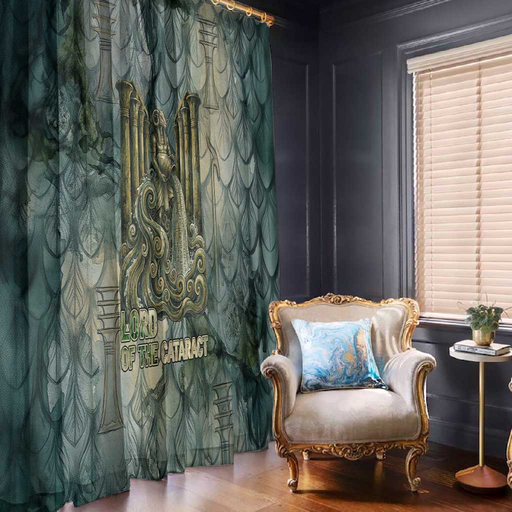 Khnum Ancient Egyptian Window Curtain with Smoky Leaf, Ram Head Emblem, and Guardian of the Cataract - African Pride